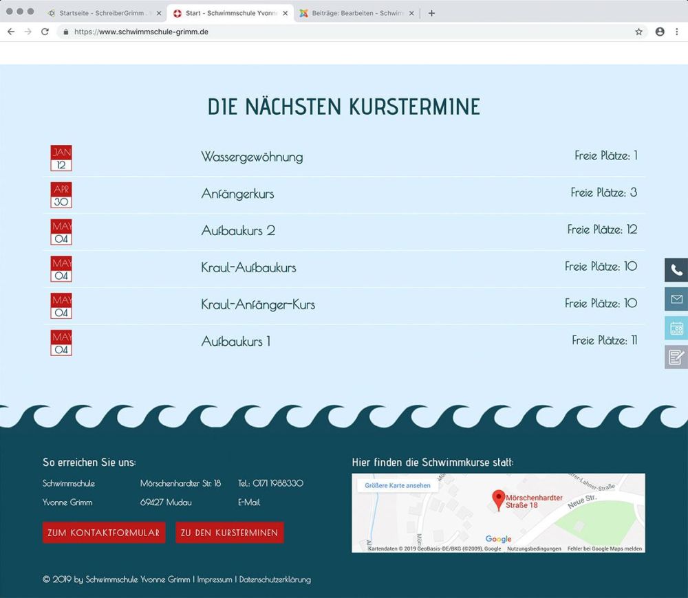 Kurstermine Schwimmschule Grimm