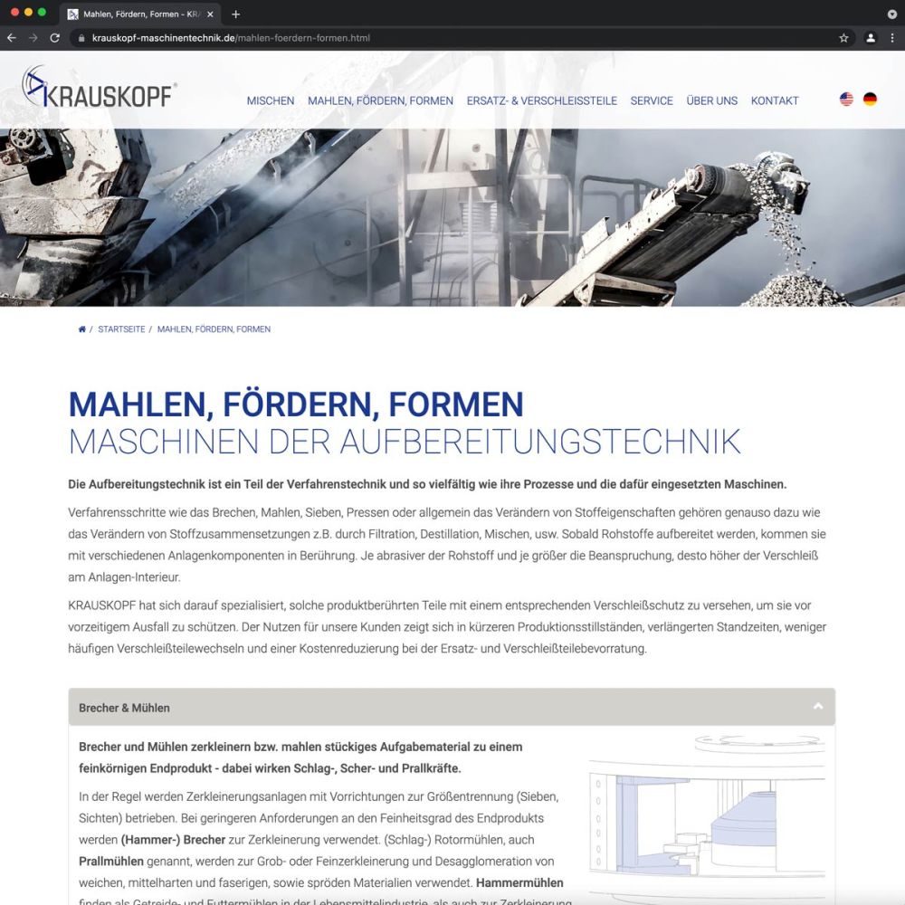 Screenshot Maschinen der Aufbereitungstechnik