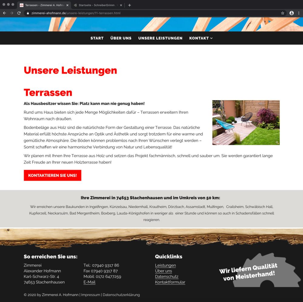 Die Leistungen der Zimmerei Hofmann