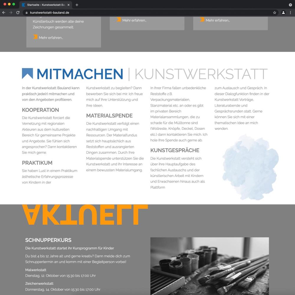 Screenshot Mitmachen in der Kunstwerkstatt