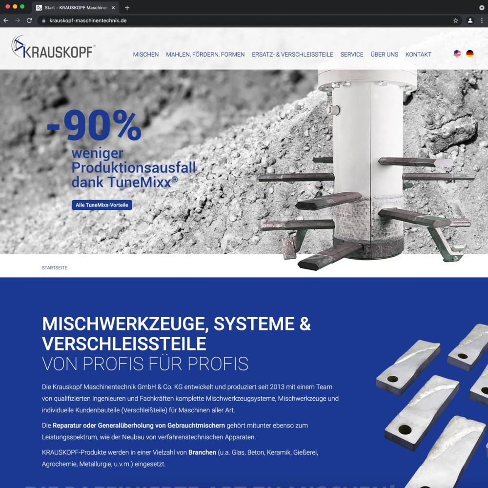 Screenshot Startseite KRAUSKOPF