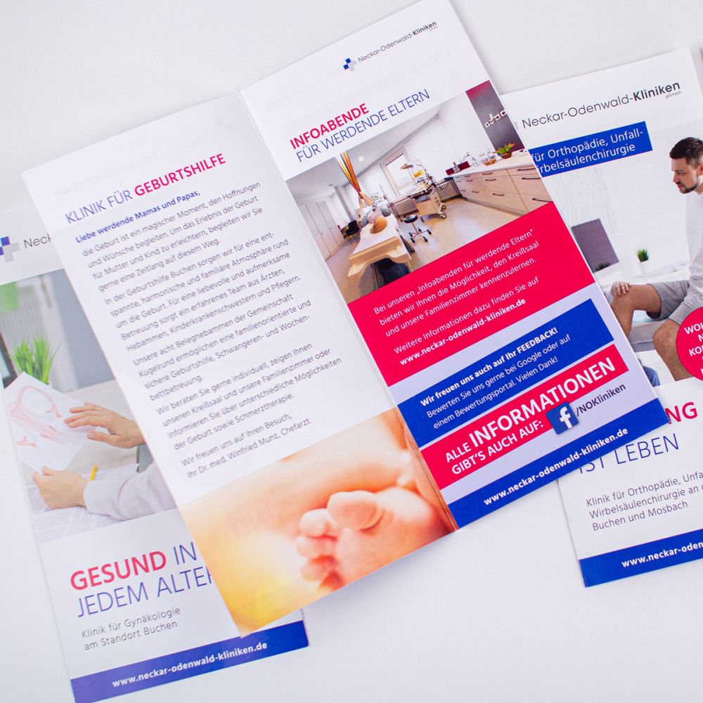 Inhalt verschiedener Flyer Neckar-Odenwald-Kliniken