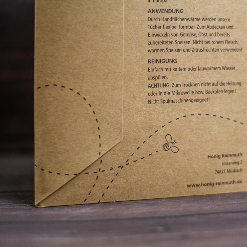 Bienendetails auf der Verpackung für Honig Reinmuth