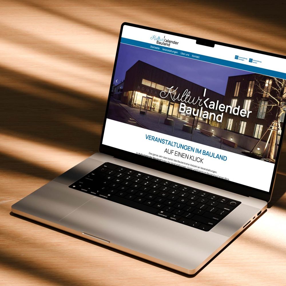 webseite Bauland KulturKalender auf einem Laptop