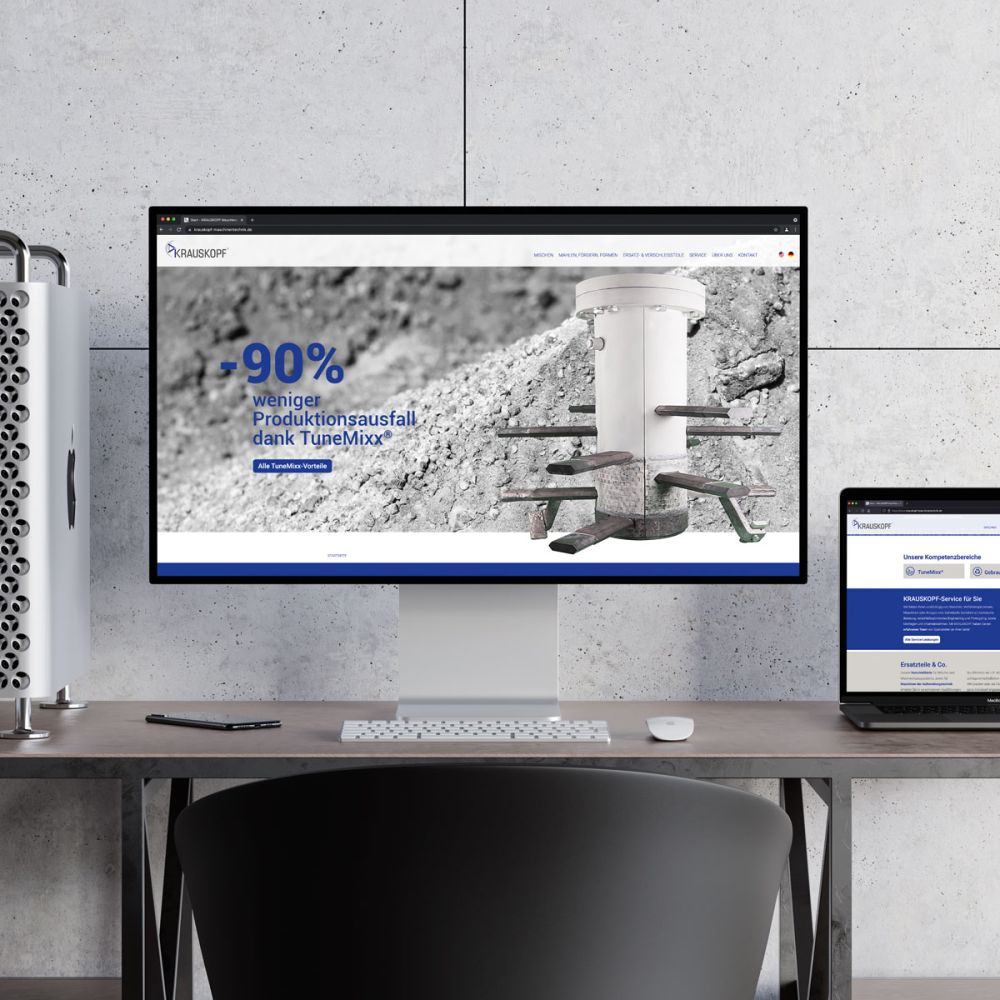 Webseite KRAUSKOPF auf Laptop und Display