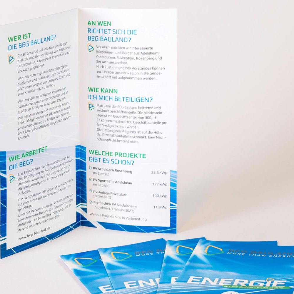 BEG Bauland Flyer aufgestellt