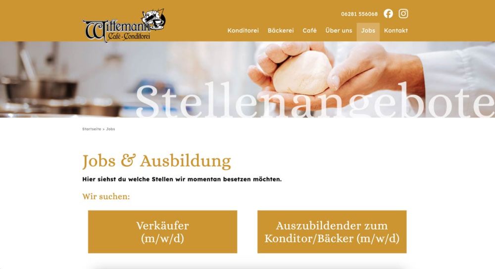 Screenshot Karriere Seite