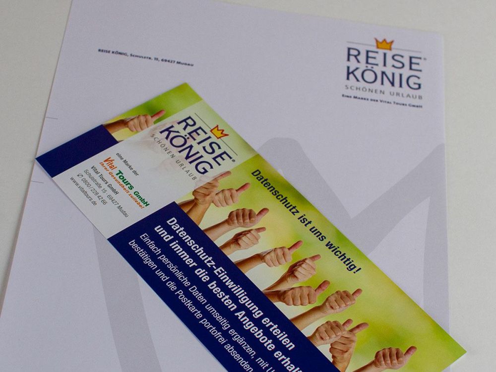 Flyer und Briefpapier Reisekönig