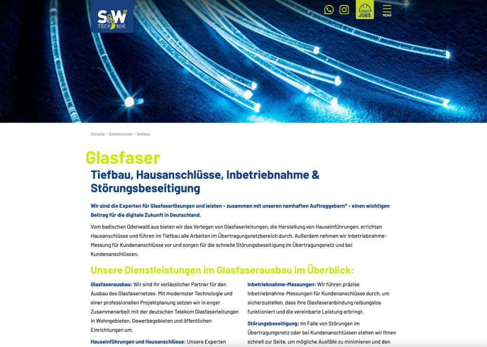 Screenshot Glasfaserseite