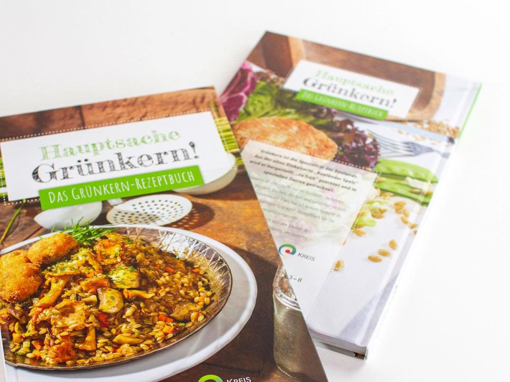 Vorder- und Rückseite vom Grünkern Kochbuch