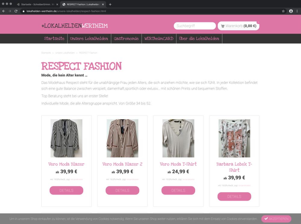 Produktübersicht im Lokalhelden Onlineshop