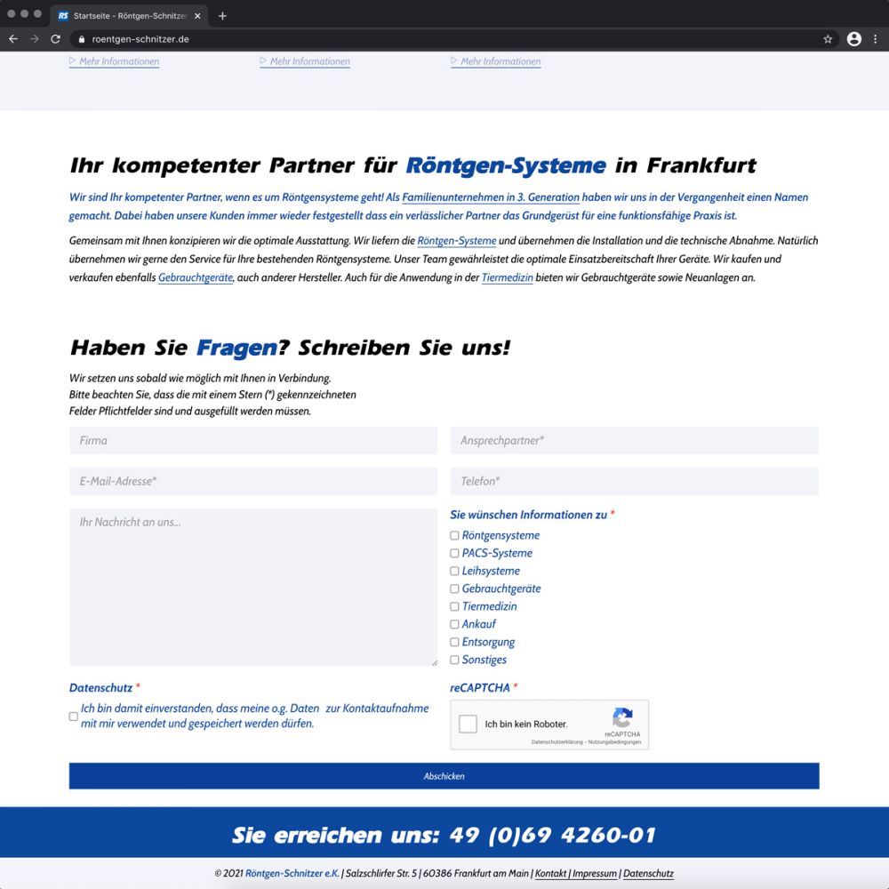 Kontaktformular Röntgen Schnitzer
