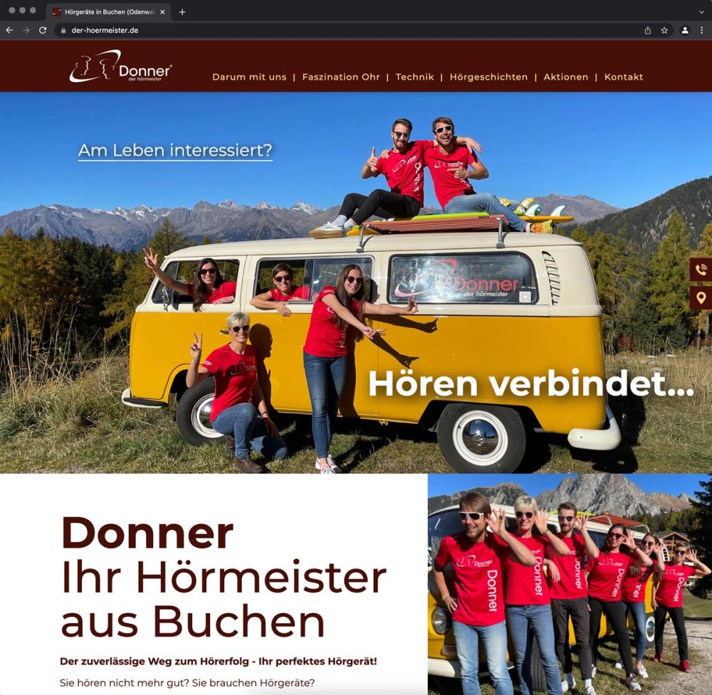 Screenshot neue Webseite für Donner
