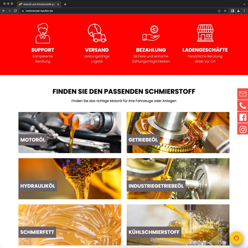 Screenshot Schmierstoffe