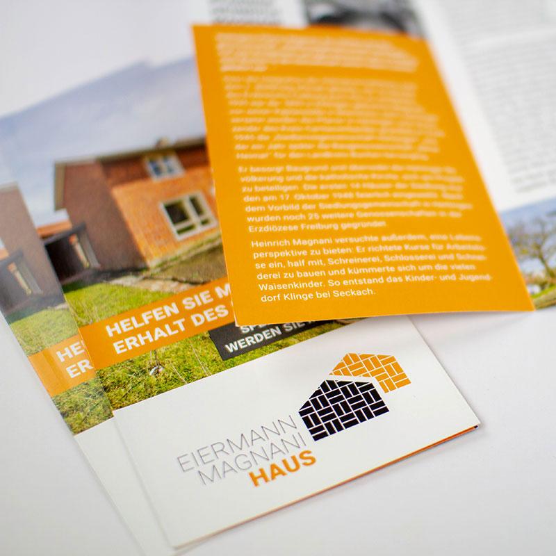 Spendenflyer für die Eiermann-Magnani-Dokumentationsstätte