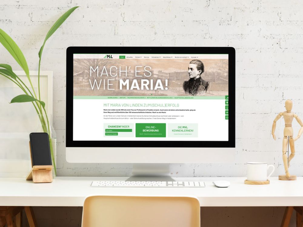 Webseite Maria von Linden Schule auf einen Display