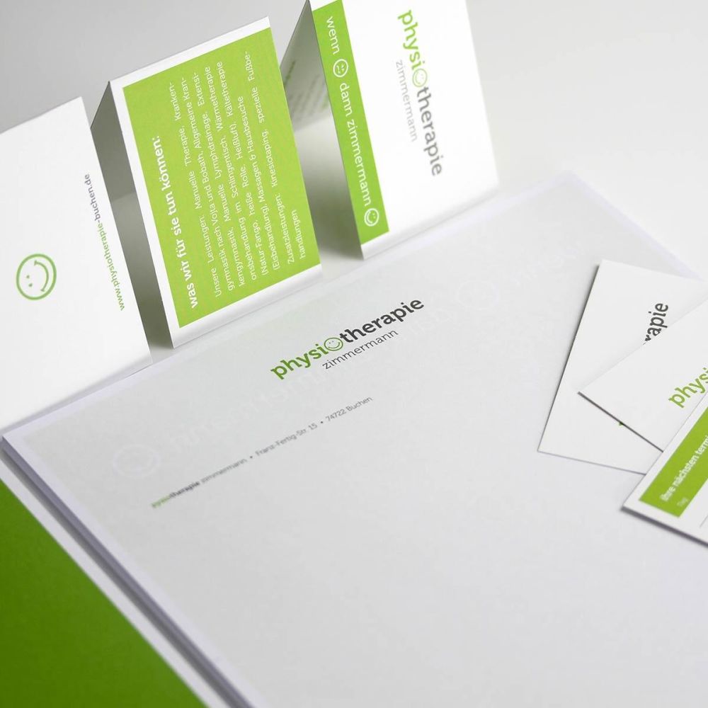 Briefpapier und Visitenkarten für Physiotherapie Zimmermann