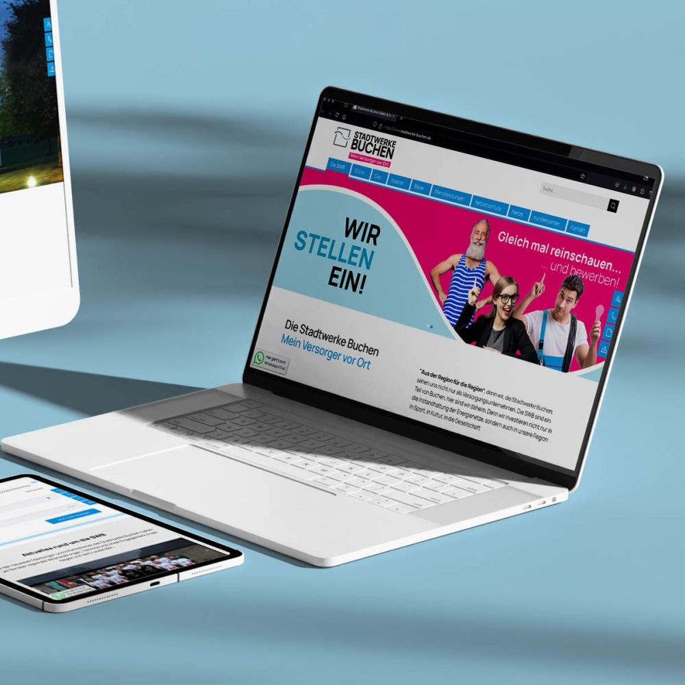 Stadtwerke Webseite auf Laptop und Tablet