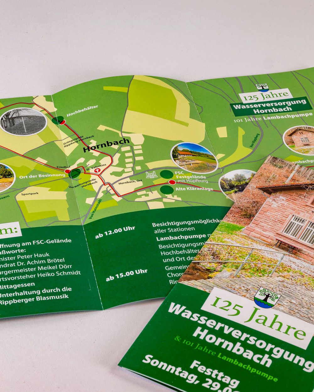 Flyer für 125 Jahre Wasserversorgung Hornbach