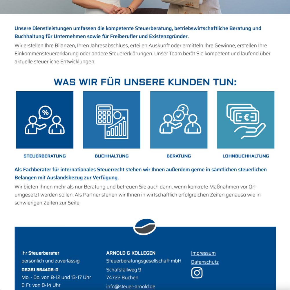 Screenshot von den Leistungen