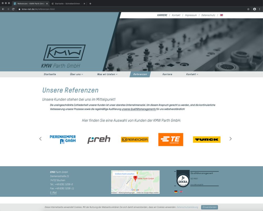 Referenzen auf der KMW Parth Webseite