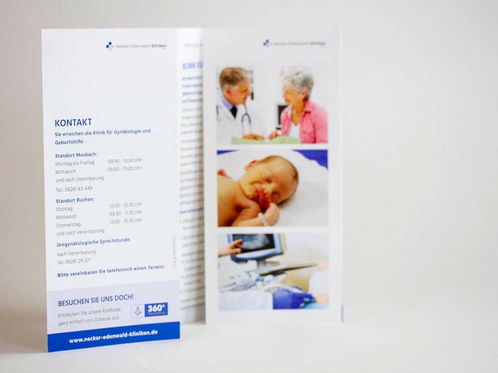 Faltflyer Gynäkologie und Geburtshilfe an den NO Kliniken