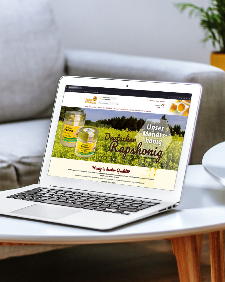 Honig Reinmuth Webseite auf dem Laptop
