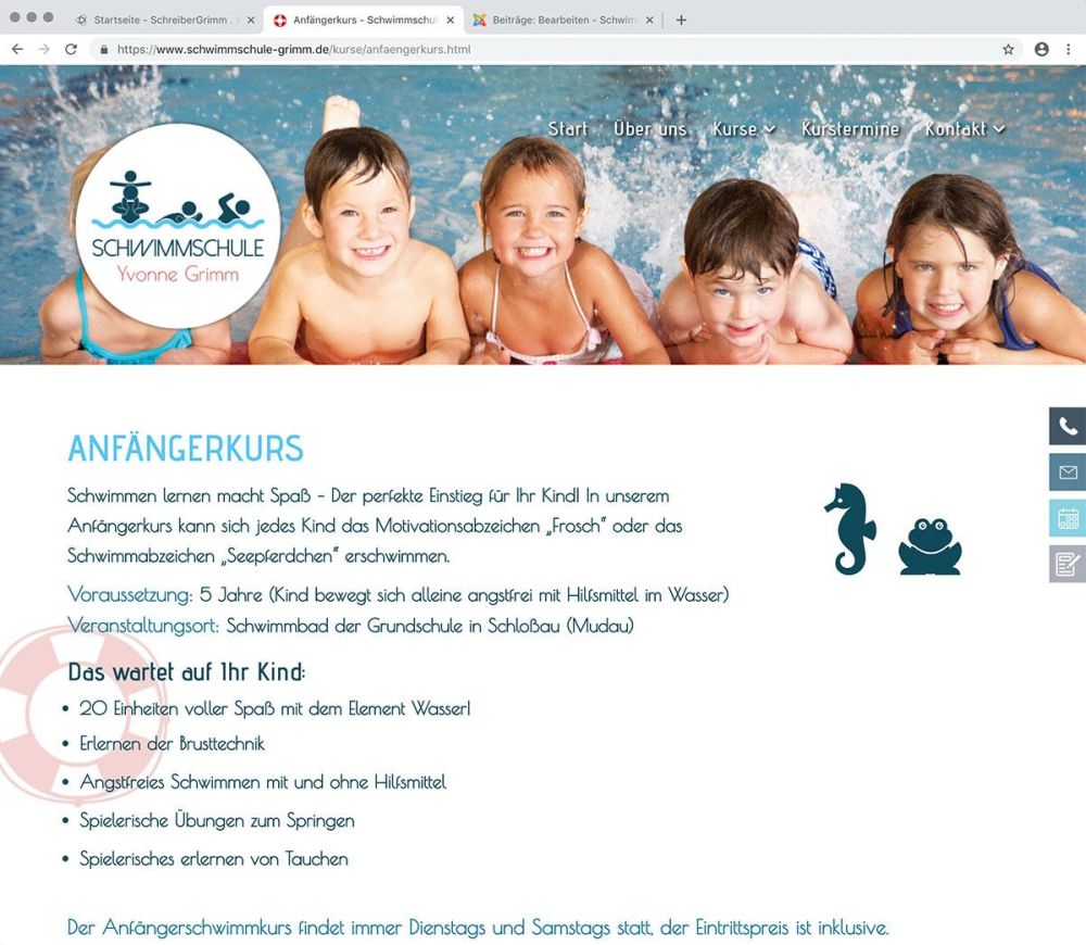 Anfängerkurse Schwimmschule Grimm