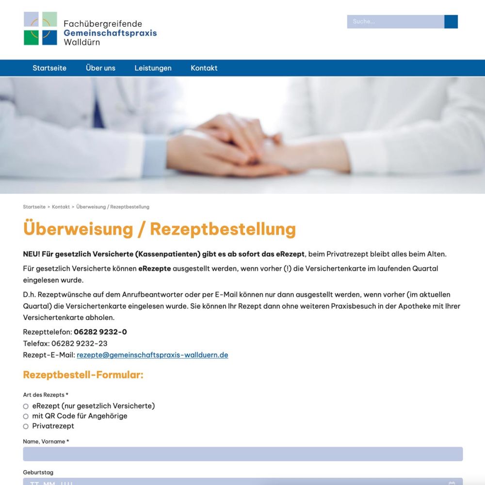 Screenshot Überweisung / Rezeptbestellung