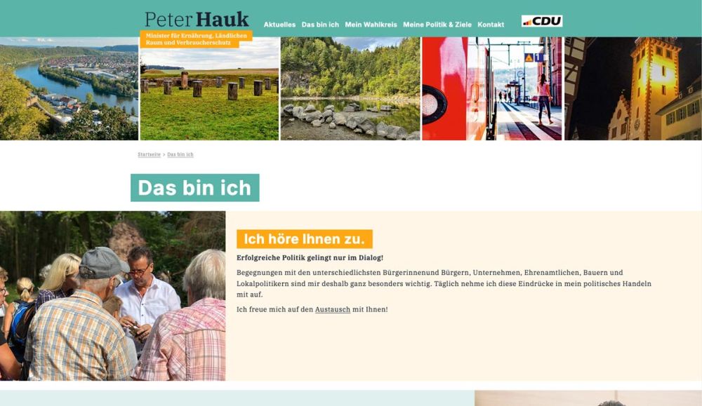 Screenshot von der Webseite von Peter Hauk