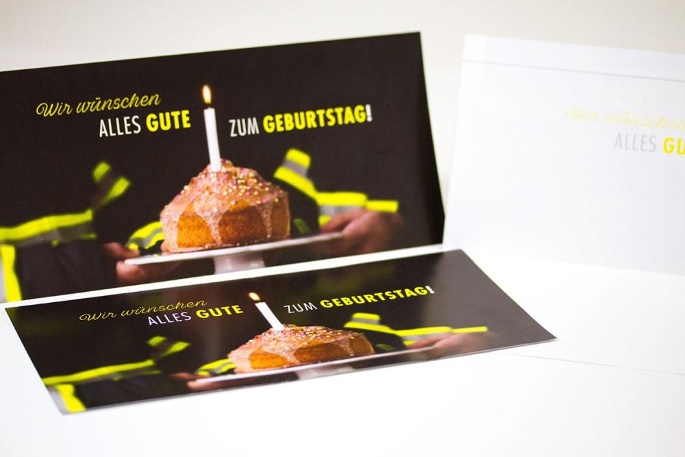 Klappbare Geburtstagskarte mit Feuerwehrmotiv