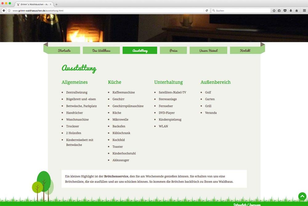 Ausstattung des Waldhäuschens