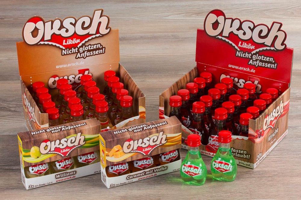 Orsch in verschiedenen Verpackungseinheiten und dem praktischen Aufsteller