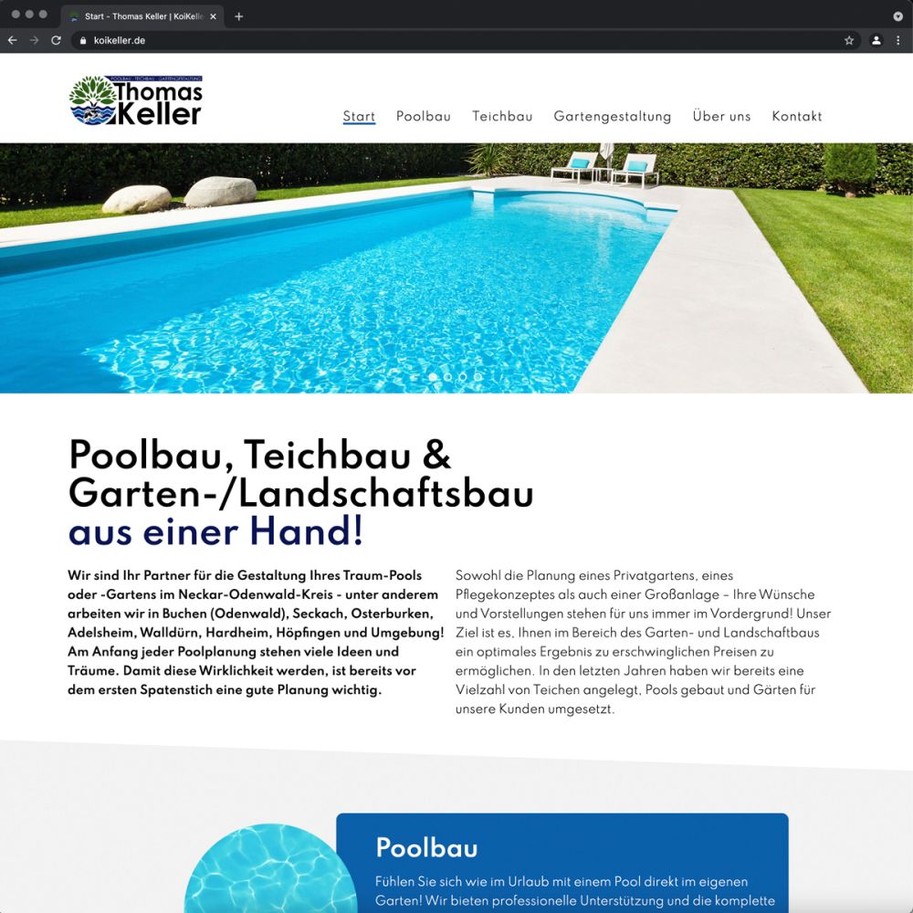 Screenshot Startseite auf der Webseite