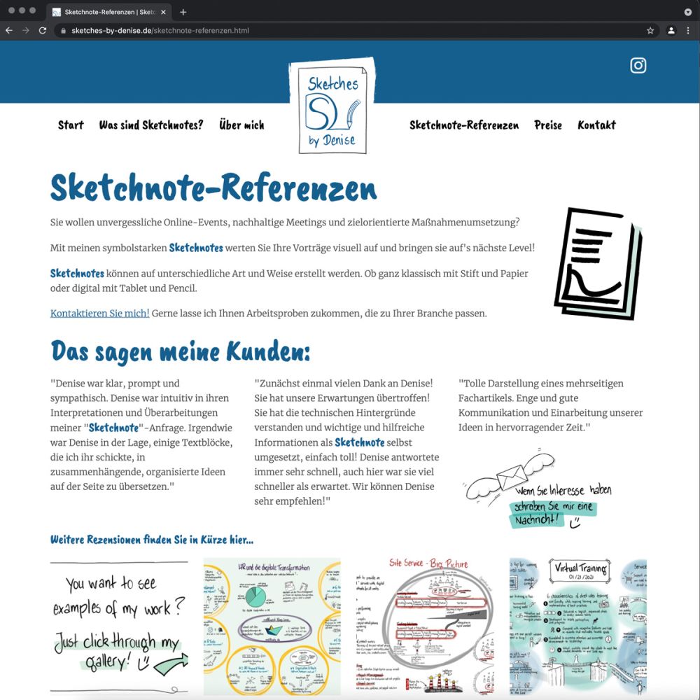 Screenshot von den Referenzen auf der Webseite