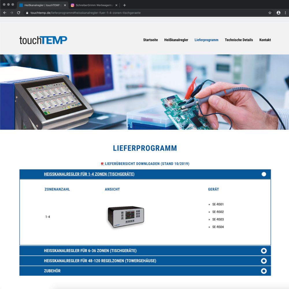 Lieferprogramm von touchtemp