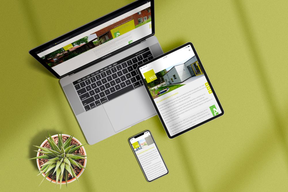 Webseite für Wolfram Architekten auf Laptop, Tablet und Handy