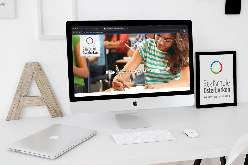 Webseite Realschule Osterburken auf iMac und iPad