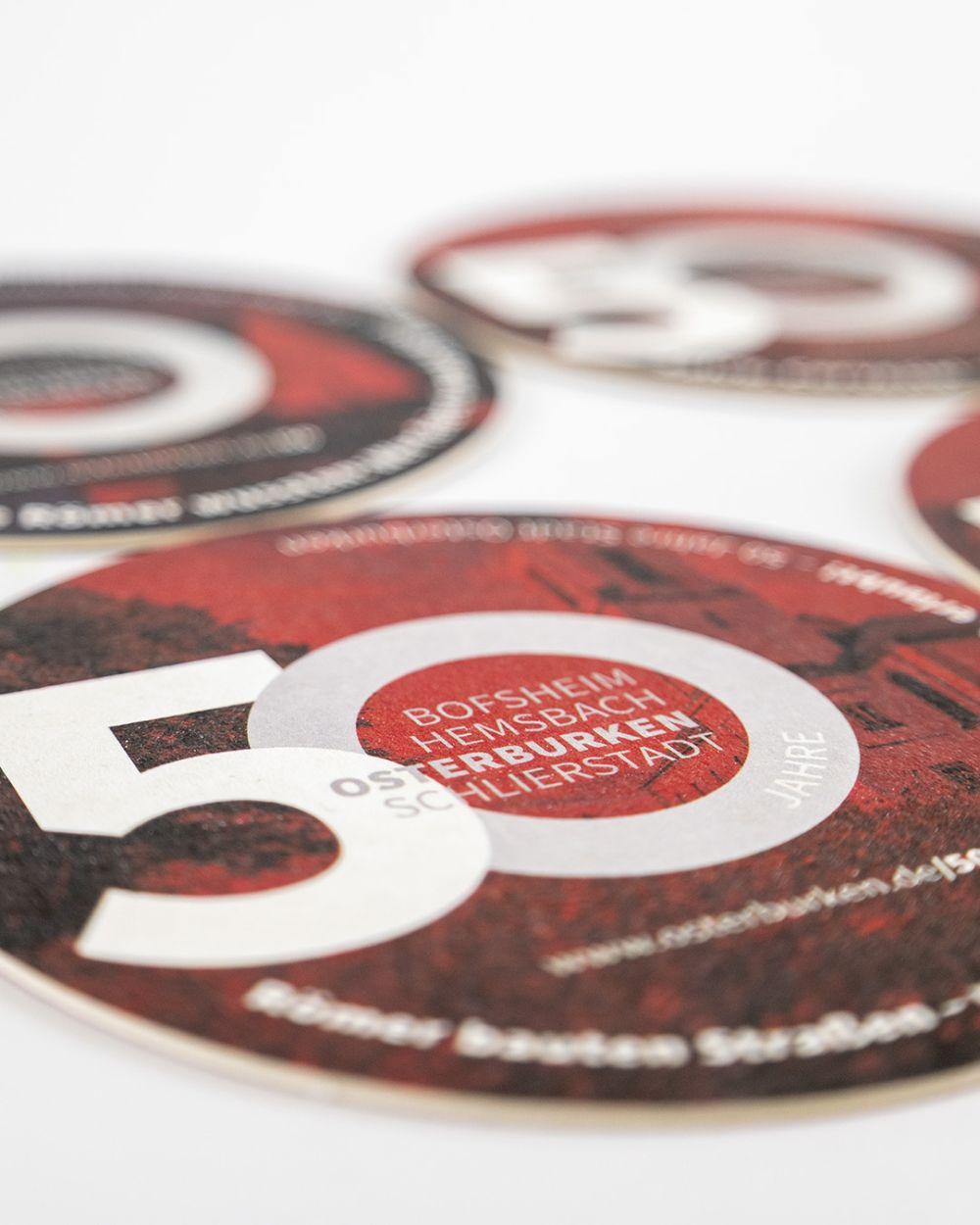 Bierdeckel mit 50 Jahre Stadt Osterburken