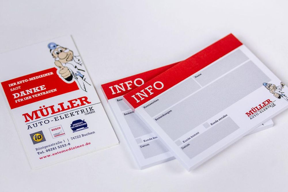 Infokarten für Auto-Elektrik Müller