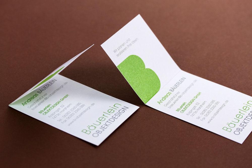 KLappvisitenkarte für Bäuerlein Objektdesign