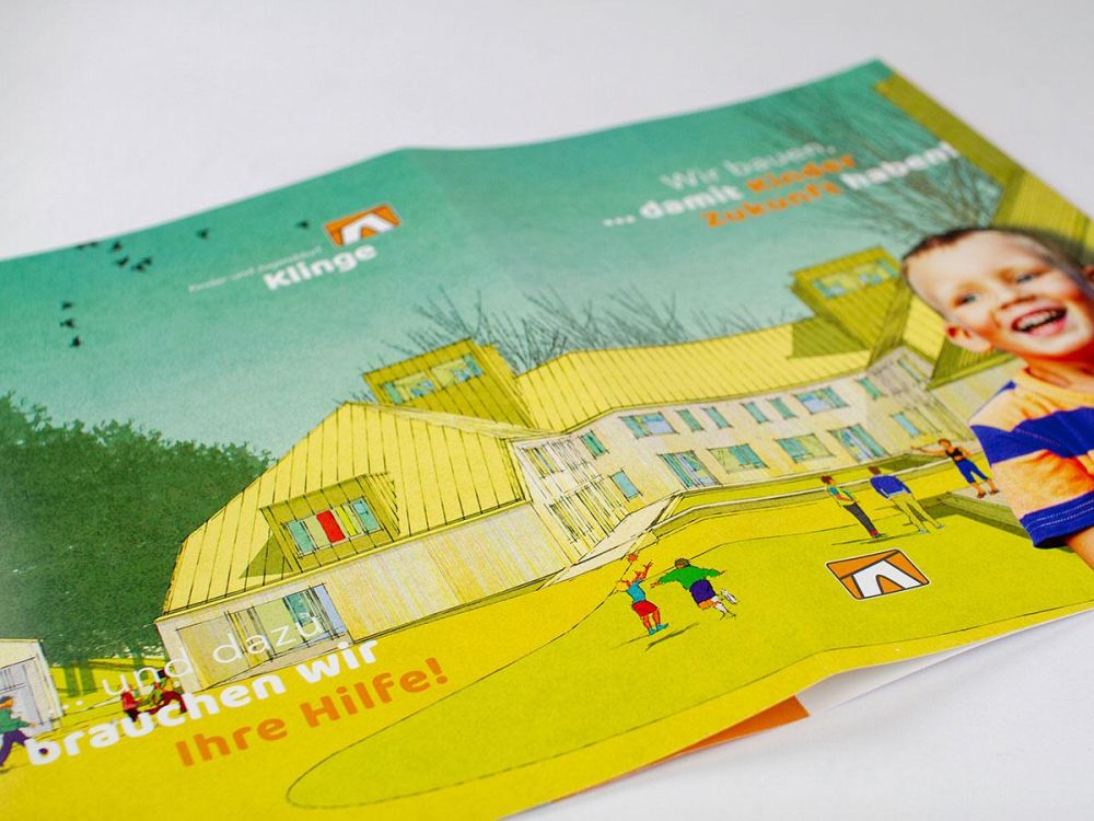 Aufruf zur Hilfe im Flyer Kinder- und Jugenddorf Klinge