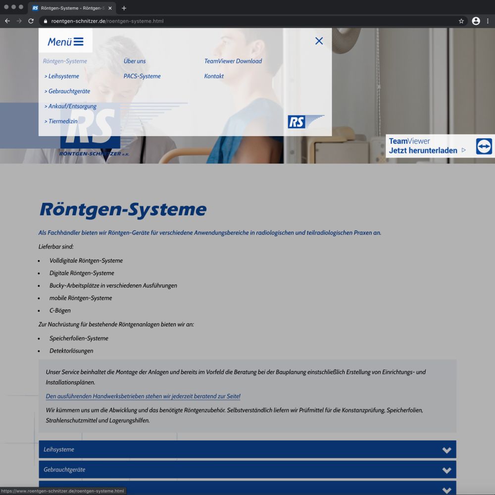 Durchscheinendes Menü auf der Webseite