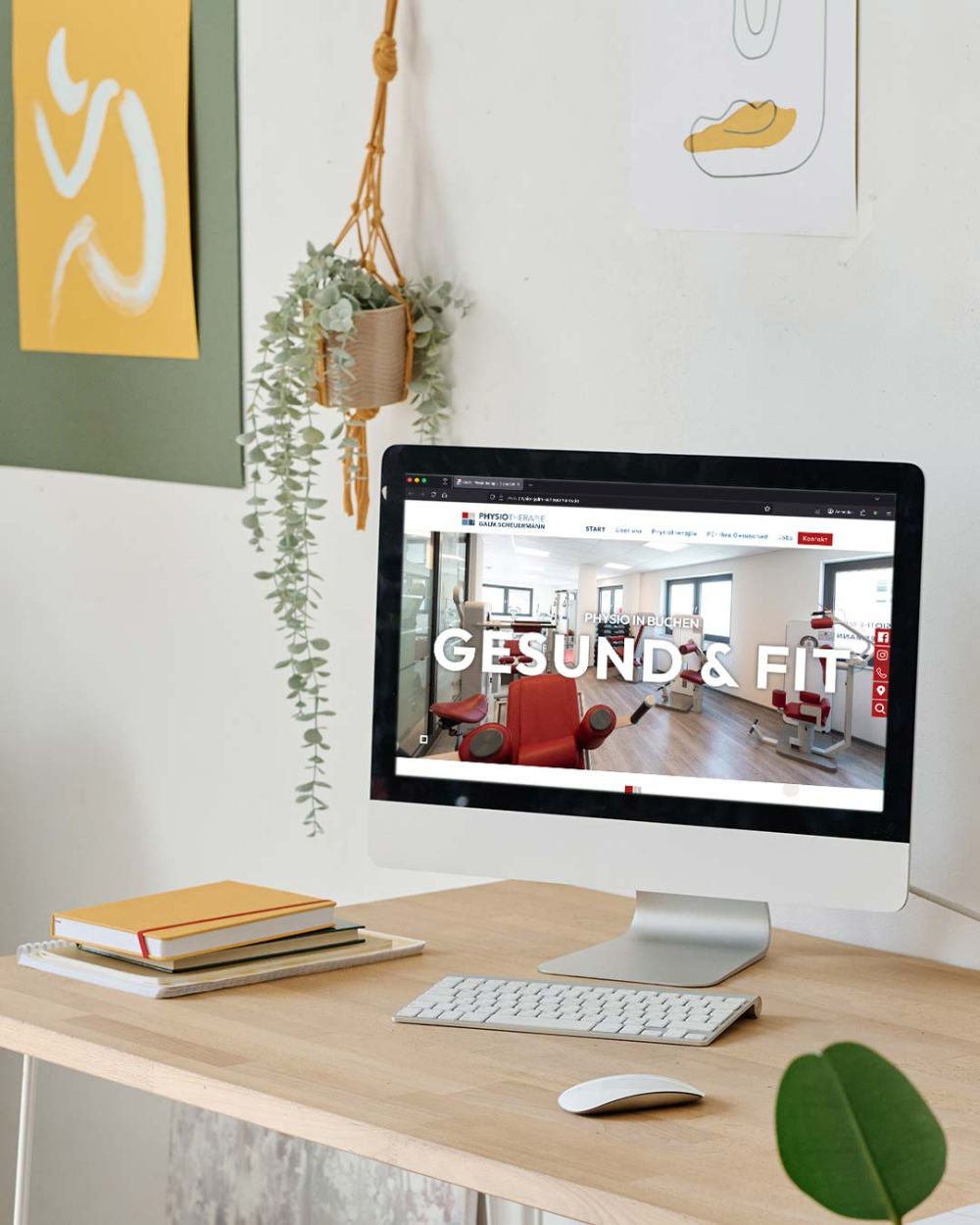 Neue Webseite für Physiotherapie Galm Scheuermann in Buchen auf einem Mockup Bildschirm