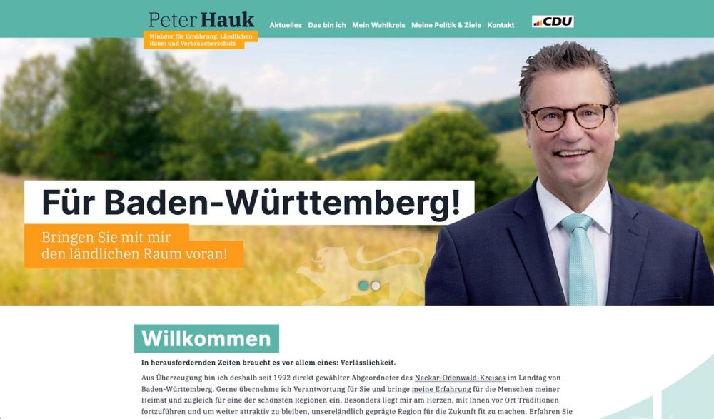 Screenshot von der Startseite