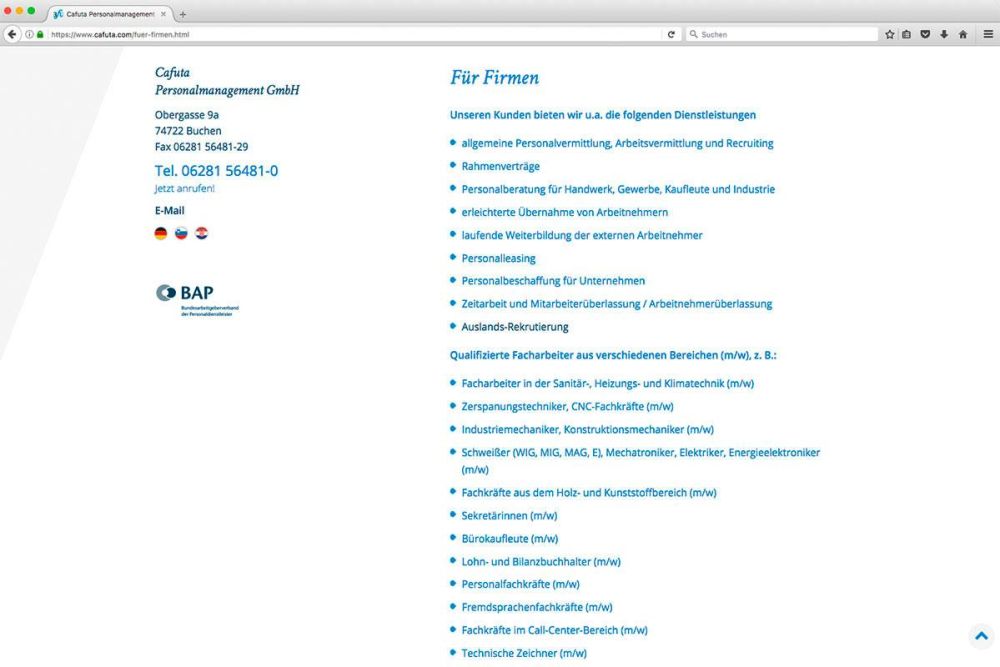 Informationen für Firmen